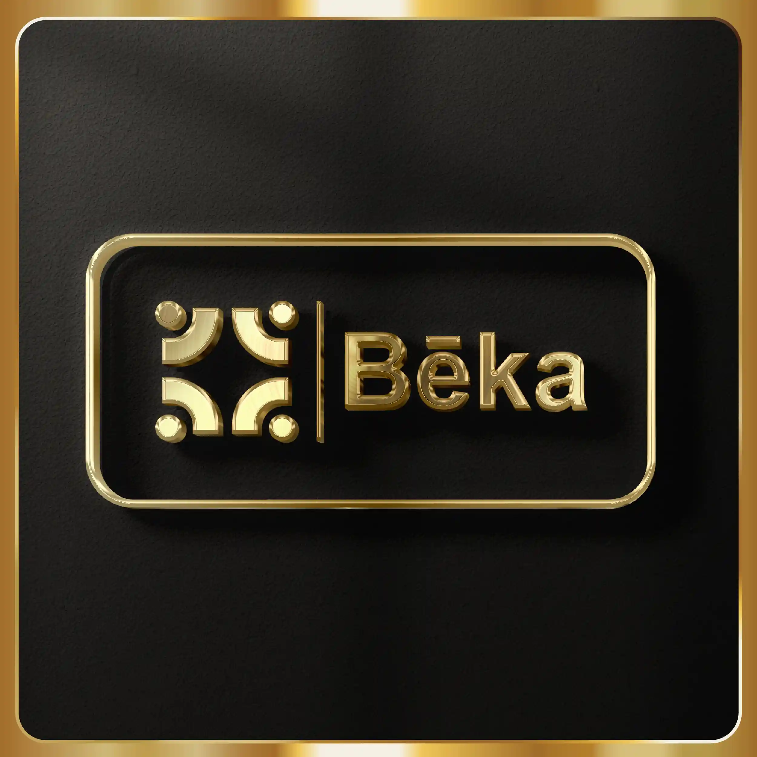 A creative design company logo on a black wall.